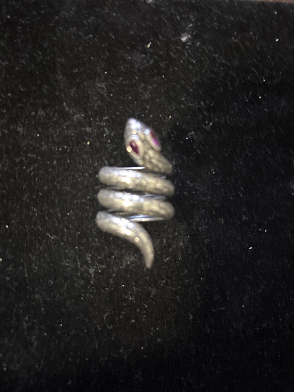 Snake Ring Solid 925 Sterling Silver Wrap Around … - image 6