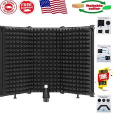 Foldable Microphone Isolation Shield with Triple Sound Insulation for Recording