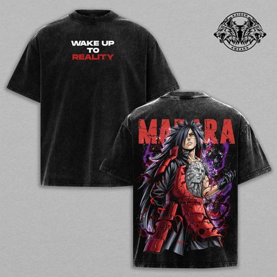 Madara Uchiha Wake Up To Reality Naruto Anime Double Printed Washed Tee Unisex
