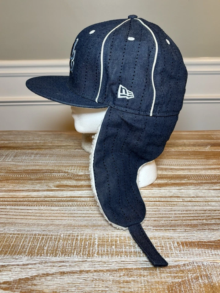 Винтажная синяя ретро шляпа New Era Atlanta Braves Dog Ear Sherpa 7 3/8 Crown MLB - Изображение 2 из 4