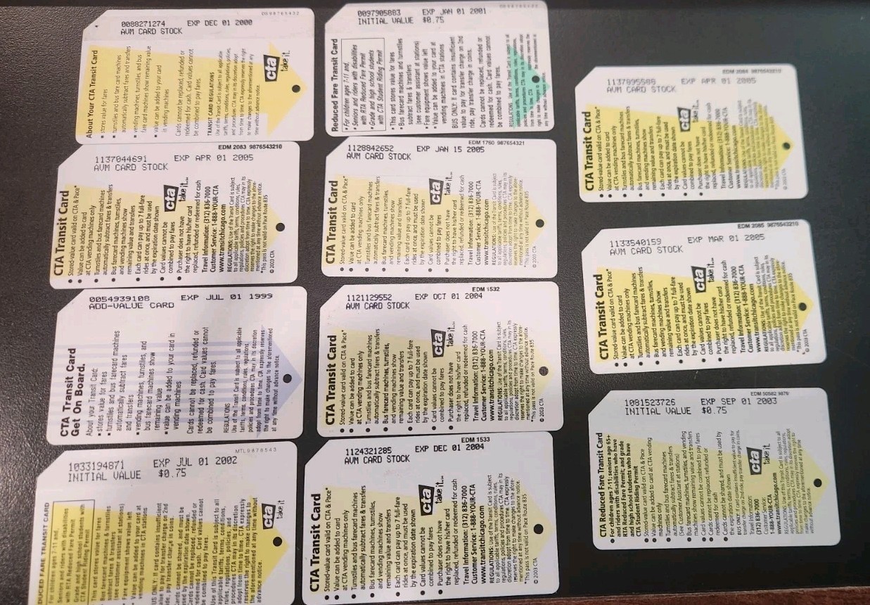 Lot of 11 MINT CONDITION CTA -  Transit Card
