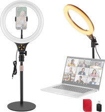 Entry Level Version 10.5" Desk Ring Light with Stand/Phone Holder Compatible wit