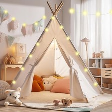 Kids Teepee Tent for Toddlers 1-3 - 100 Cotton Canvas Tipi - Indoor Play  Deco