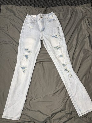 rue21 High-Rise Skinny Ultimate Stretch Distressed Light Wash Denim Jeans Women 
