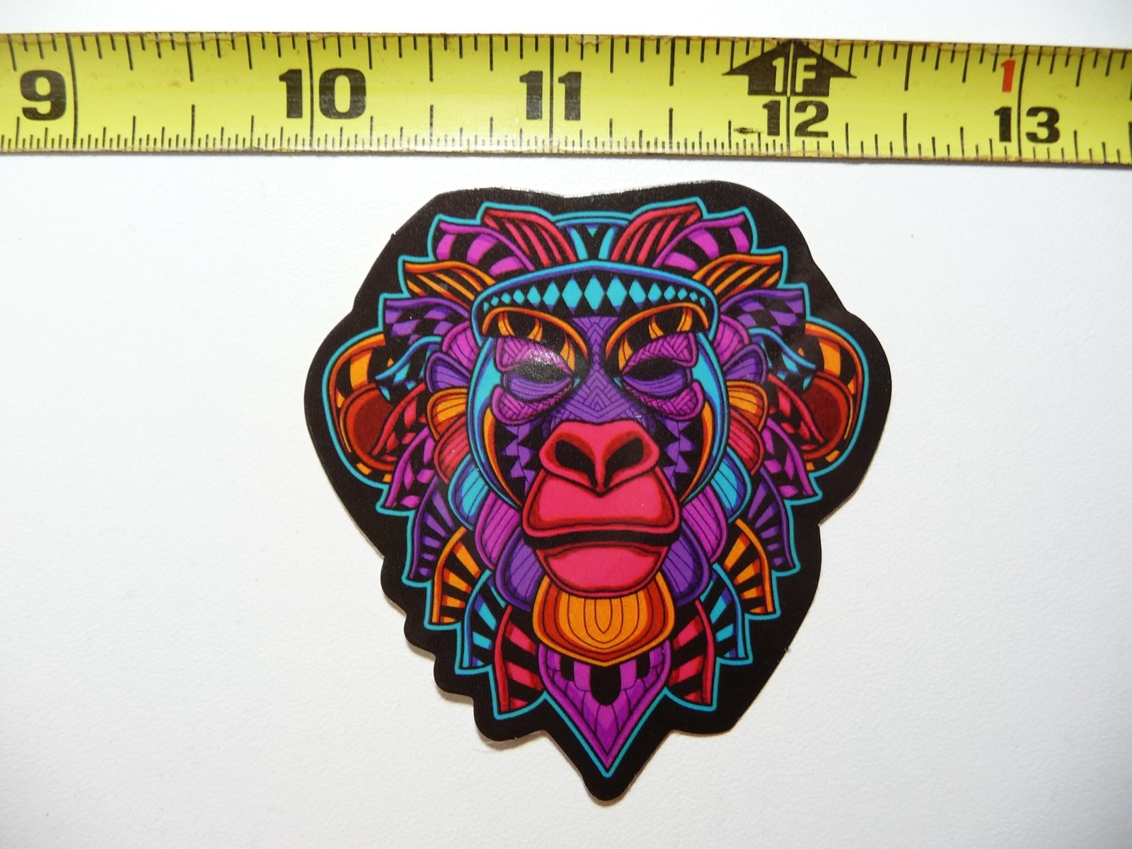 TRIBAL ART BABOON NEON STYLE STICKER DECAL COLORFUL FUNNY