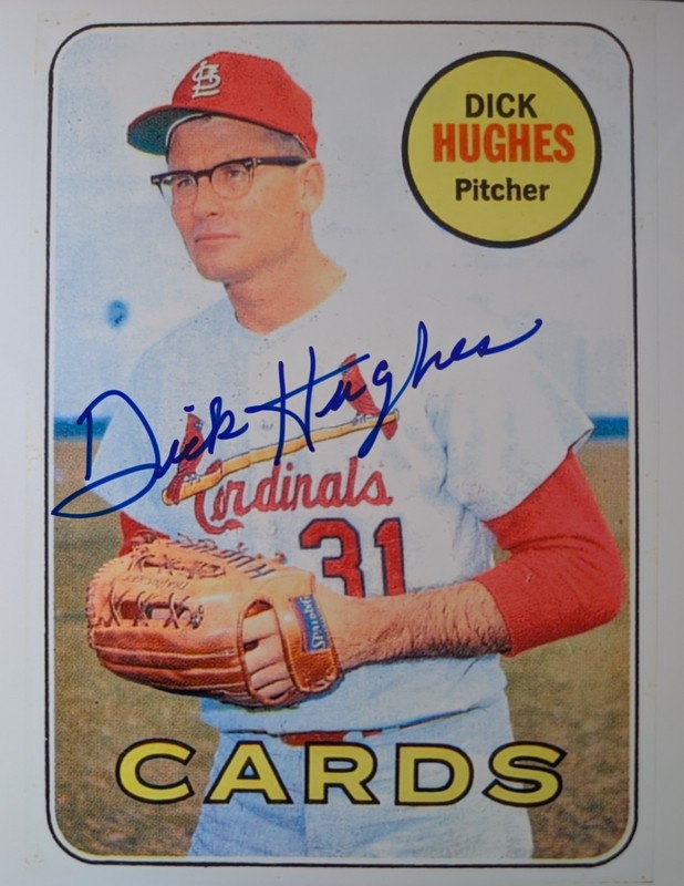 DICK HUGHES (St. Louis Cardinals) Signed/Autographed 8x10 Photograph