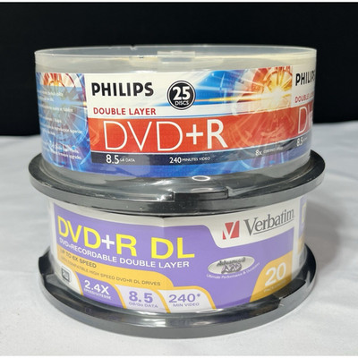 45 Philips 8X Verbatim 6X DVD+R DL Recordable Dual Double Layer 8.5GB 240 min
