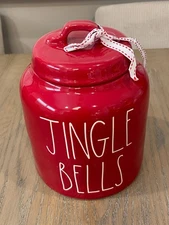 NEW Rae Dunn "JINGLE BELLS" Red Chubby Canister