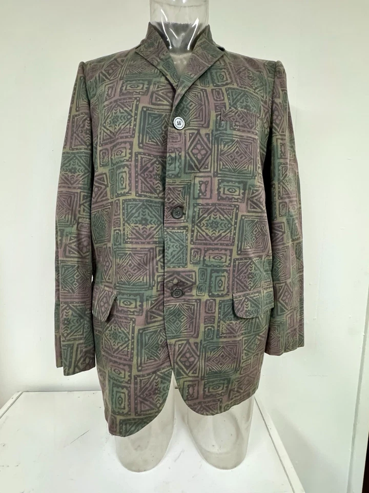 1960’s Tiki Batik SPORT COAT Jacket Cotton Oasis Hukilau Polynesian Vintage 42 - Image 2 of 4