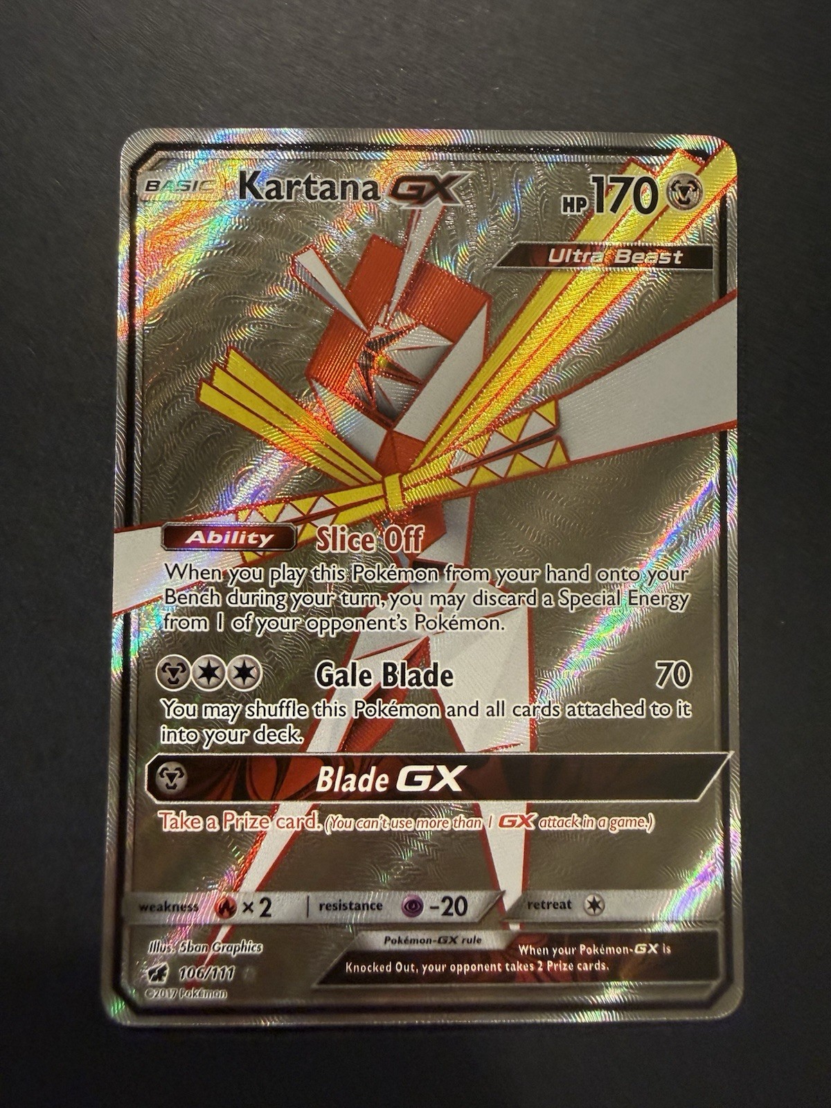 NM Kartana GX Full Art 106/111 Sun Moon Crimson Invasion Pokemon card English