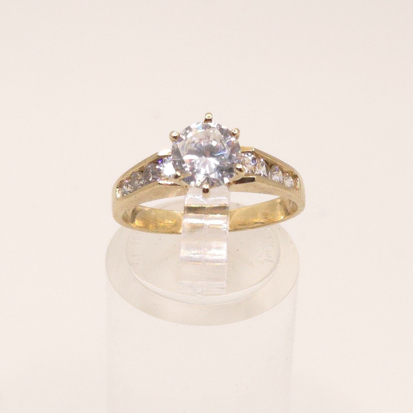 10K Yellow Gold Pavé CZ Solitaire Engagement Ring… - image 22