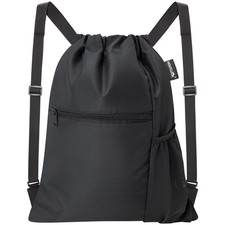 Men  Women Outdoor Sport Gym Sack Waterproof Drawstring Backpack Bag with Wi...