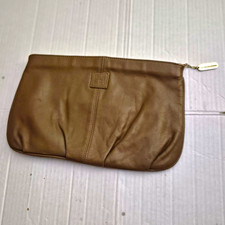 Vintage Giani Bernini Brown Leather Clutch Zip Pouch Bag With Lined pockets.