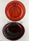 Set of 4 Anchor Hocking Royal Ruby Red Glass Dinner Plates 9.5" Vintage READ
