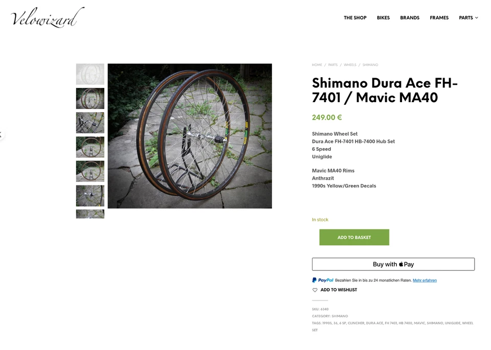 Shimano Dura Ace FH 7401 HB 7400 / Mavic MA40 / 36 H 6 Sp UG Clincher Wheel Set - Bild 3 von 4