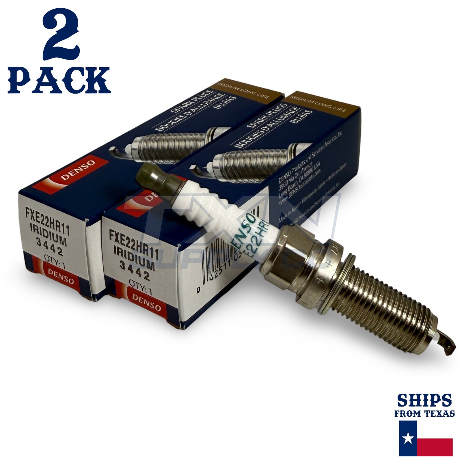 2 Pack Denso 3442 Iridium Long Life Spark PlugsÂ FXE22HR11