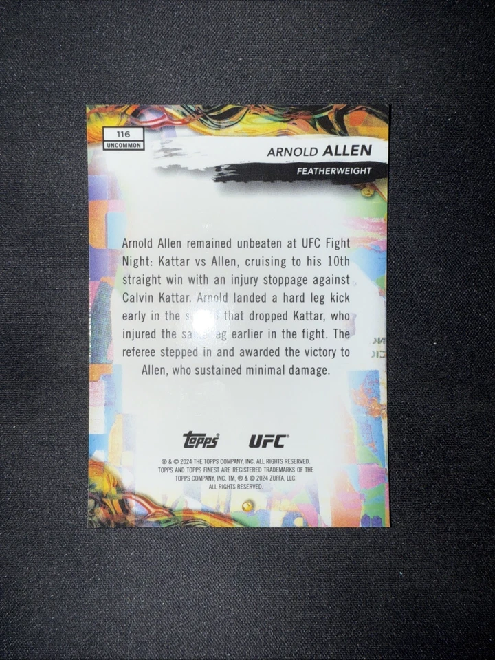2024 Topps Finest UFC - Arnold Allen - Aqua Glitter - Uncommon #116 - Image 2 of 2