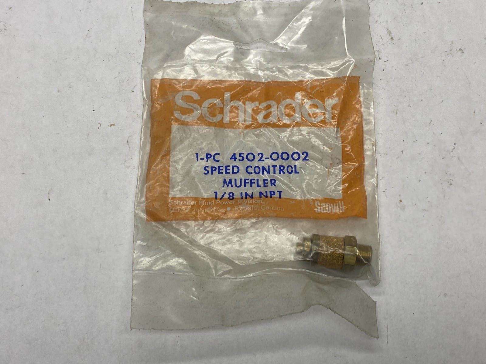 NEW IN BAG Parker Schrader Bellows 1/8” NPT Speed Control Muffler 4502-0002