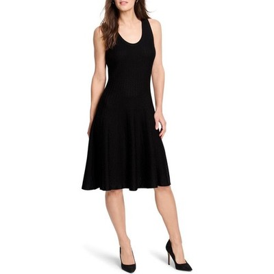 NIC+ZOE Black Onyx Knit Fit & Flare Dress S NWT Sleeveless Classic