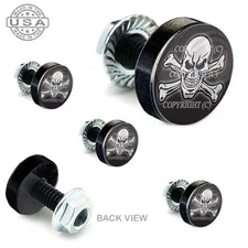 5 Black Aluminum Motorcycle Windshield Bolt Kit -  SKULL & BONES - 009