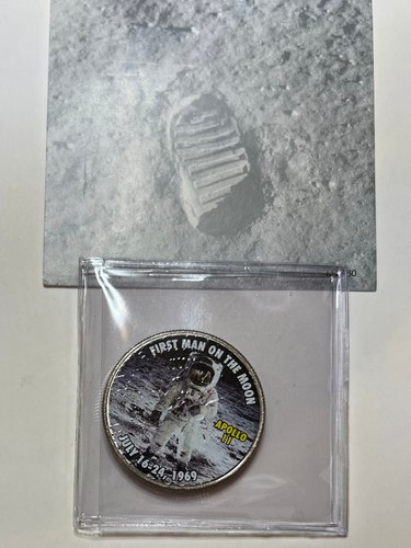 1st Man on The Moon Apollo 11 Colorized 2016 Commemorative Kennedy Half ...