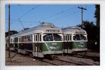 Train Railroad postcard AVD Boston MBTA #3087 3252  Mattapan Terminal 1982 TP107