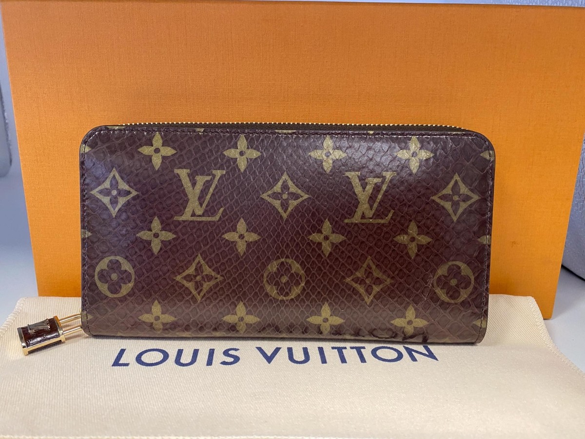 送料込♪【Louis Vuitton】Zippy Wallet 長財布 Monogram Brown Authentic Louis Vuitton Zippy Monogram Python Brown & Gold
