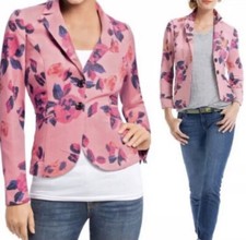  108 CAbi Women  s 8 Pink Rose Garden Floral Print Two Button Blazer Jacket 804