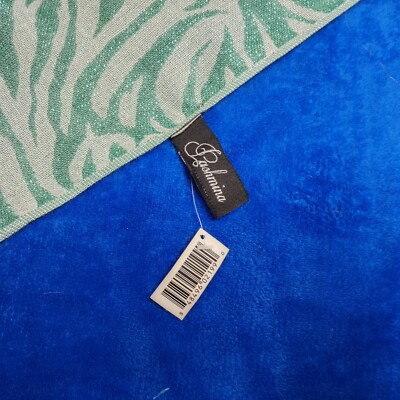 Pashmina Teal Blue Metallic Zebra Print Fringe Shawl Scarf Wrap