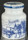 Vintage German Milk Glass Hengstenberg Mustard Jar – Blue & White – EUC