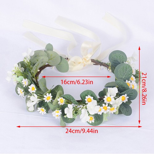Flowers Headband Head Garland Hair Band Crown Wreath Festival Boho Beach Wedding - Picture 3 of 49