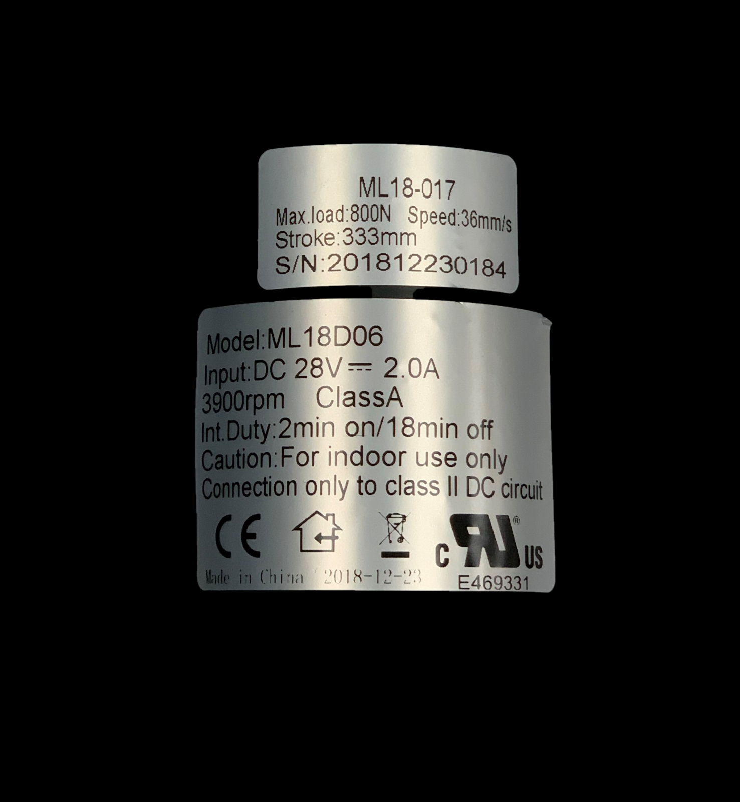 Mulin Electric Motor Actuator ML18017 Power Recliner Motor eBay