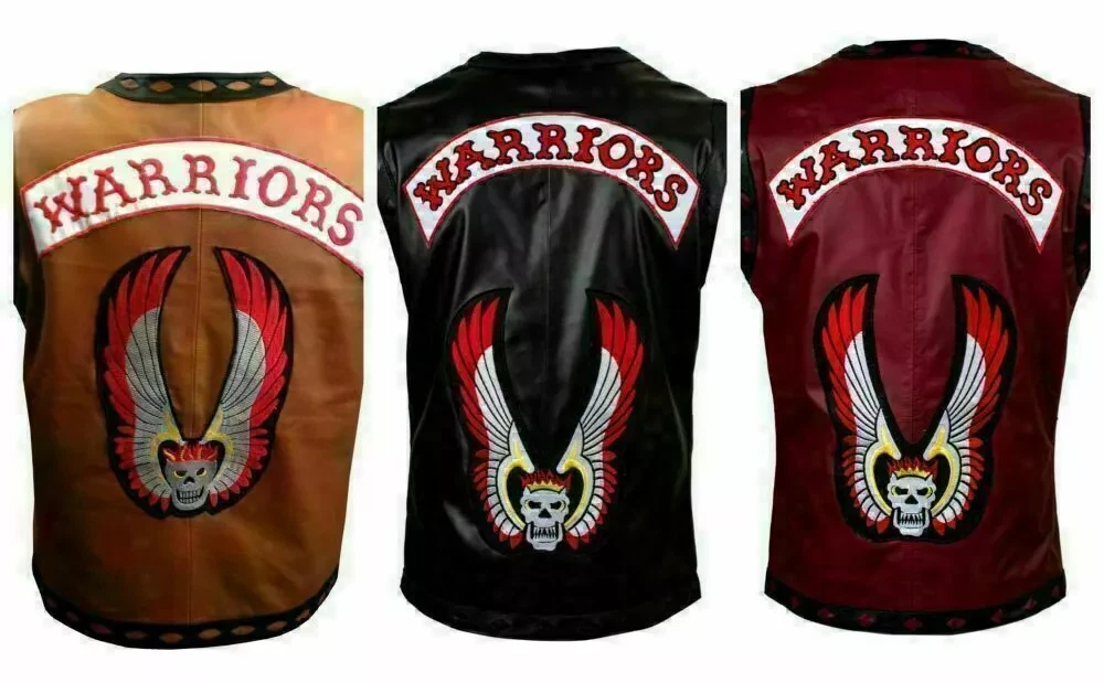 THE WARRIORS VEST MOTORCYCLE RIDER BIKER VINTAGE DISTRESSED REAL LEATHER JACKET