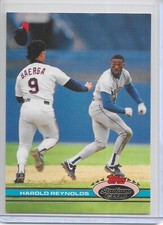 1991 Stadium Club Baseball Harold Reynolds Card # 217 Rare Variation B Copyrt.