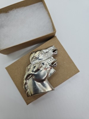 Doreen Ryan Horse Head Belt Buckle and Belt Vintage DOREEN RYAN Gold Tone Metal Horse Stallion Belt  main image 2