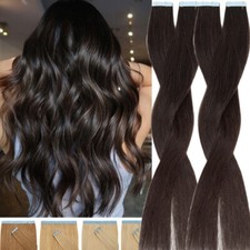 Brown Thick Russian Skin Weft Tape In Real Remy Human Hair Extensions Full Head