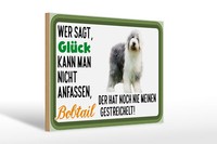 Holzschild Spruch 30X20 Cm GlüCk Nicht Anfassen Bobtail Deko Schild Wooden Sign