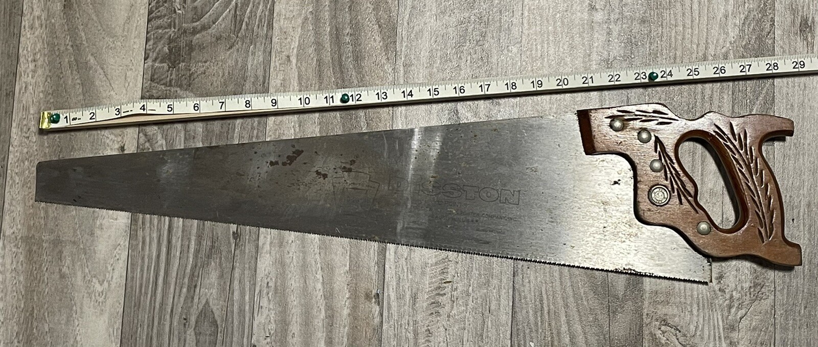 vintage hand saw henry disston Philadelphia USA CARPENTER wood Cut Carved Gift