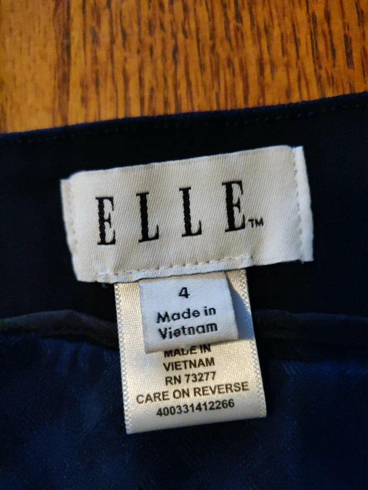 Elle Mujer Talla 4 Leggings Azul Negro Cuadros Altura Ajustado Cintura Elástica Foto 4 de 4