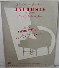 Jalousie (Jealousy) Adapted for Studio & Home Sheet Music 1925