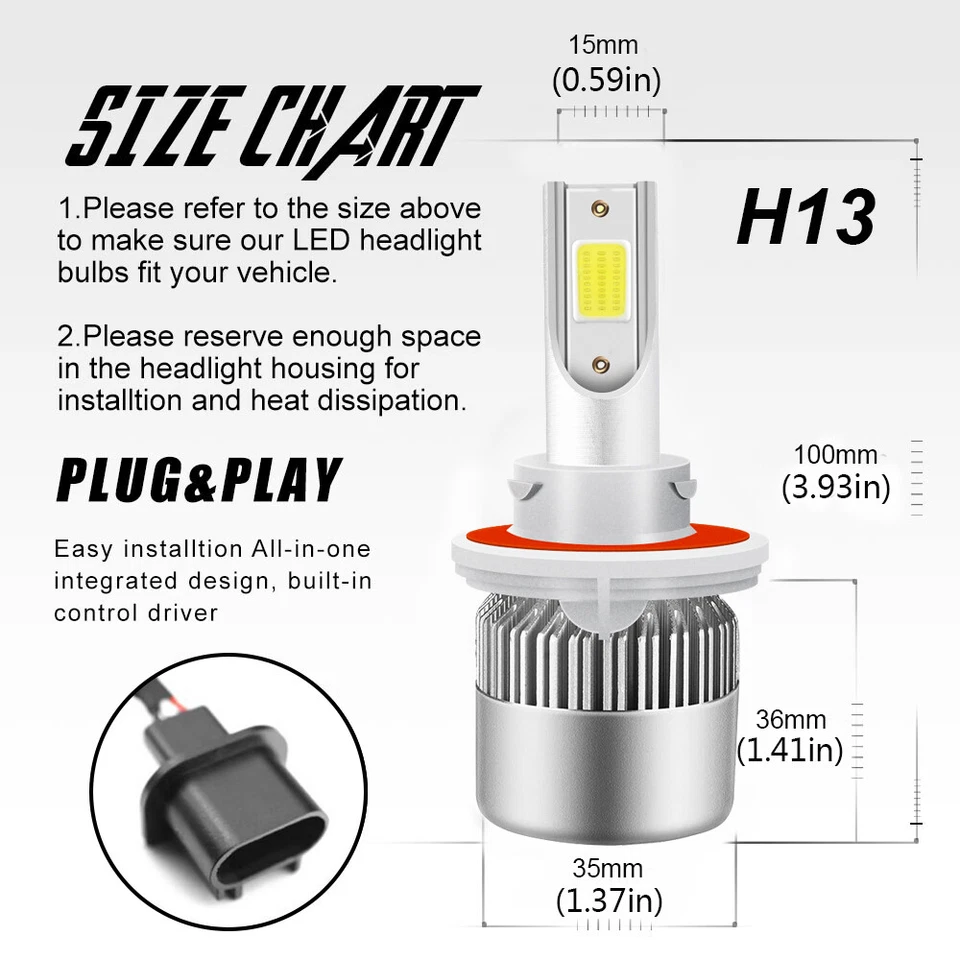 For Ford Expedition 2007-14 Combo 4x 6000K LED Headlights Kit High Low Fog Bulb - Изображение 2 из 4