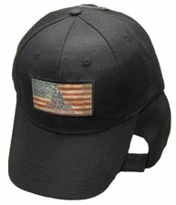 USA Gadsden Don't Tread On Me Tea Stained Patch Black Embroidered Cap Hat