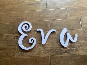 Nursery 12 inch violet wooden letter (Eva)