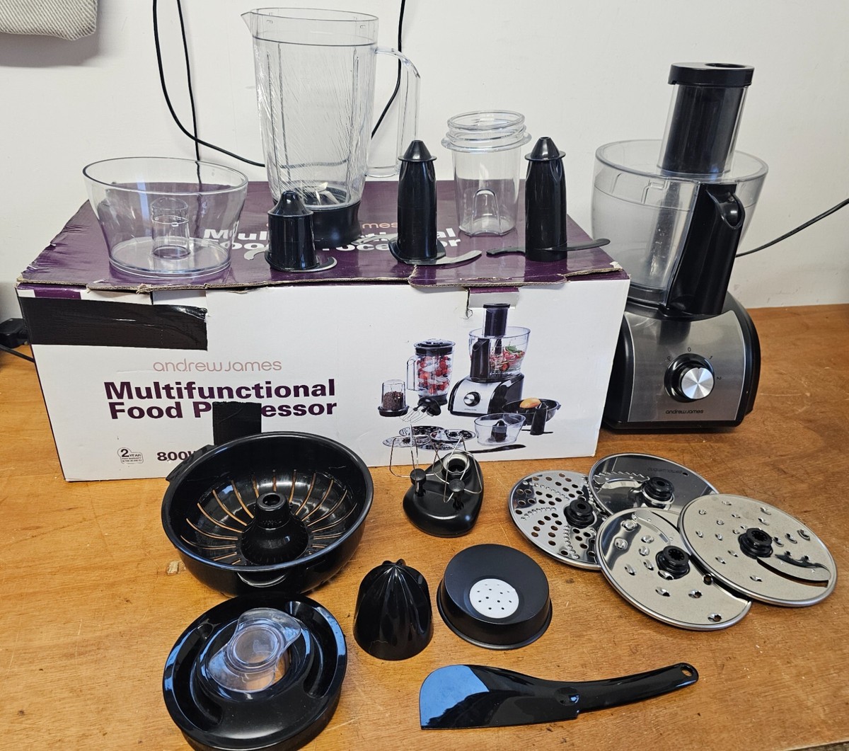 Andrew James Multifunctional Food Mixer Processor 800W with Blender Cutting  Disk