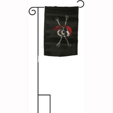 12x18 12"x18" Jolly Roger Pirate Red Hat Sleeved w/ Garden Stand Flag