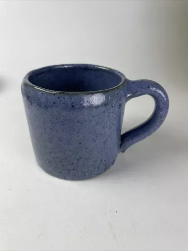 Vintage Bybee Kentucky Art Pottery Coffee Mug Cup Blue Glaze 12 oz Signed BB