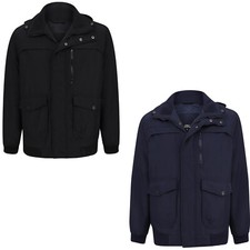 Mens Fleece Lined Hooded Jacket Waterproof Collared Outdoor Warm Winter Coat UK