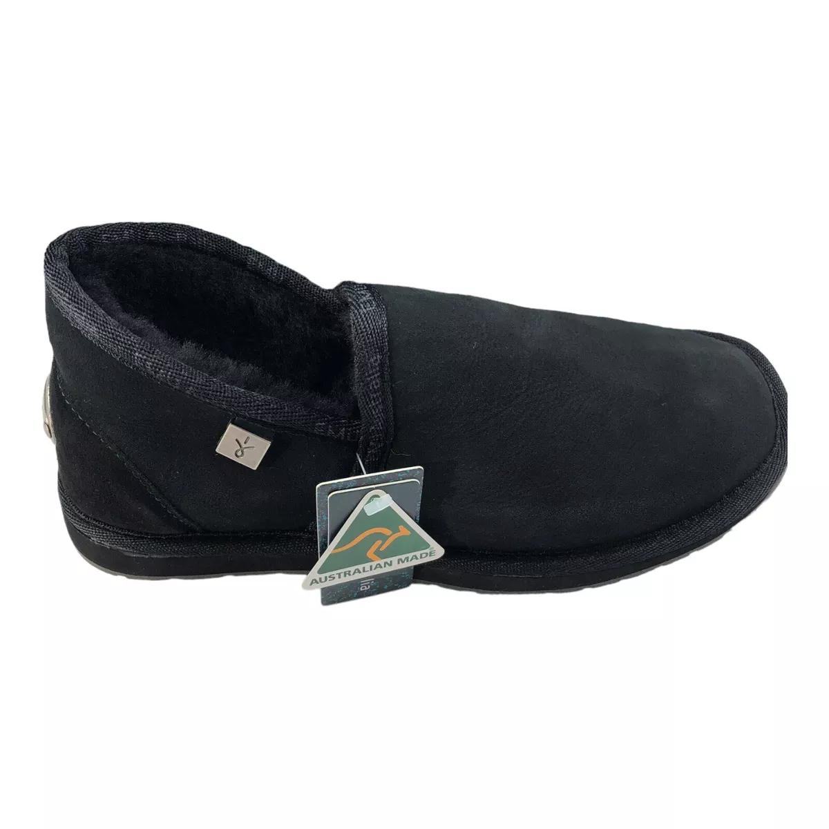 Emu Australia Slippers Mens 9M Platinum Ashford Black Sheepskin
