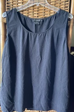 Citron Santa Monica Black Crepe Silk Sleeveless Top Plus Size 0X Women's 