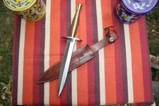 Crocodile Long Knife J2 Steel, Brass, Buffalo Horn n& Leather Handle 18"